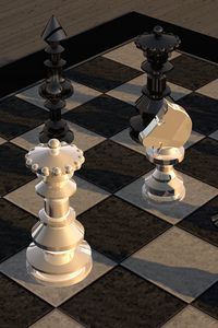 Превью обои шахматы, шахматная доска, фигурки, 3d