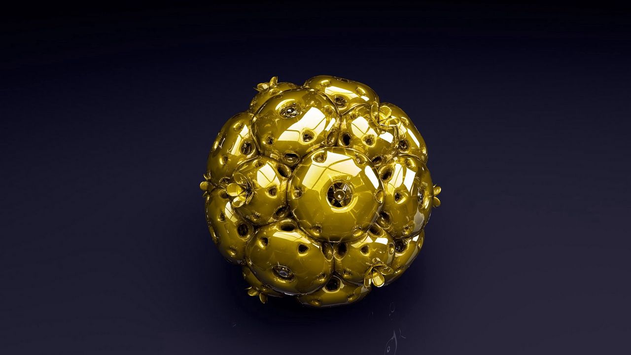 Обои шар, форма, золото, металл