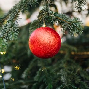 Превью обои шар, красный, украшение, елка, рождество, новый год