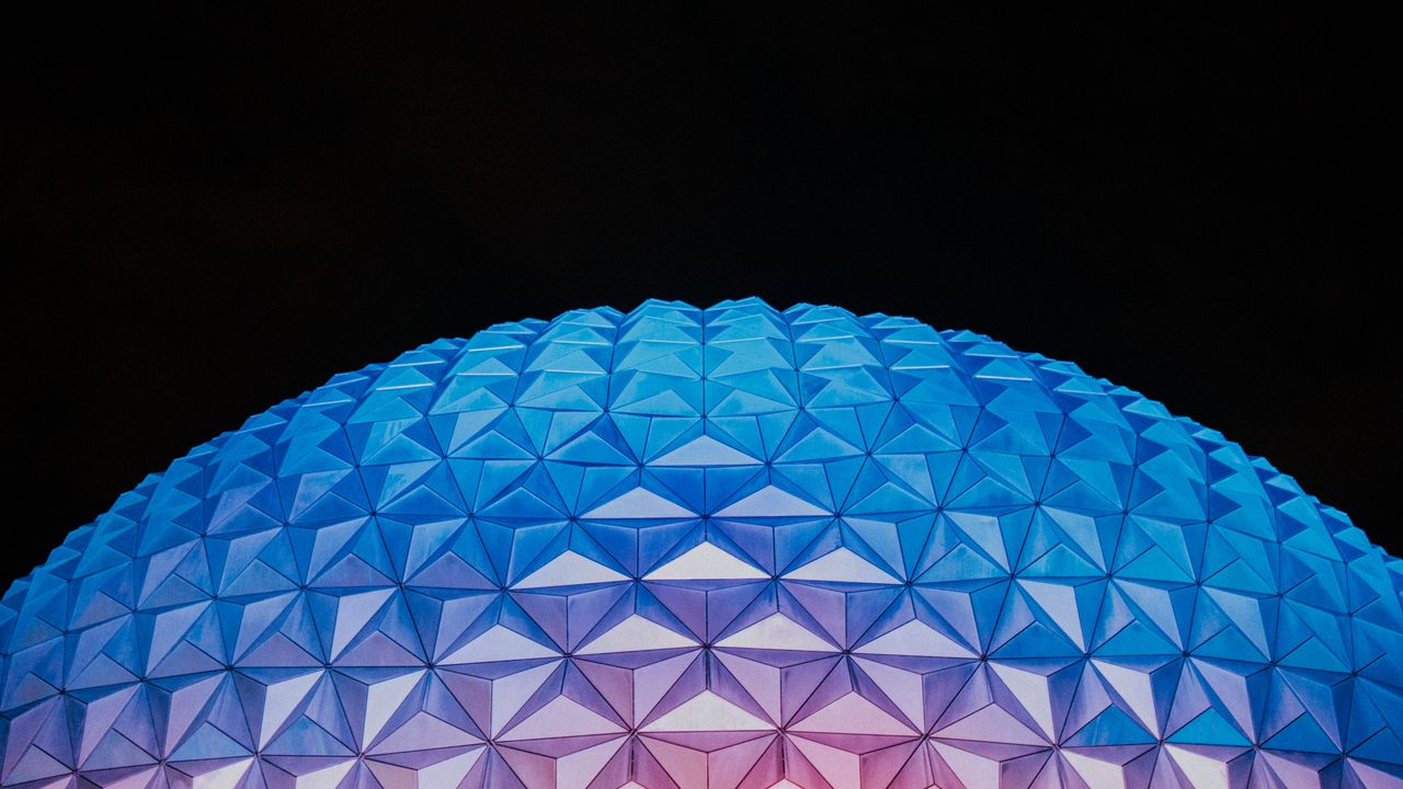 Обои шар, купол, рельефный, поверхность, подсветка, полигональный, геометрический