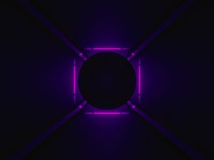 Превью обои шар, неон, подсветка, фиолетовый, темный