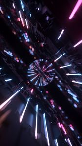Превью обои шар, неон, свечение, отражение, темный