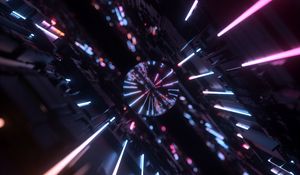 Превью обои шар, неон, свечение, отражение, темный
