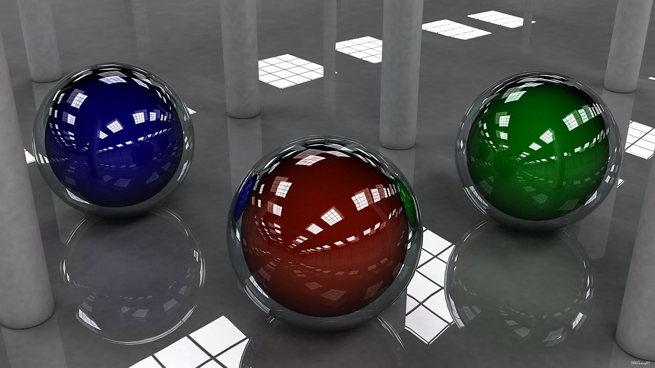 Обои шар, разноцветный, форма, поверхность, сияние, стекло