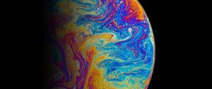 Превью обои шар, разноцветный, краска, разводы, пятна, черный