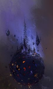 Превью обои шар, сфера, деревья, арт