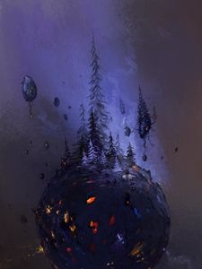 Превью обои шар, сфера, деревья, арт