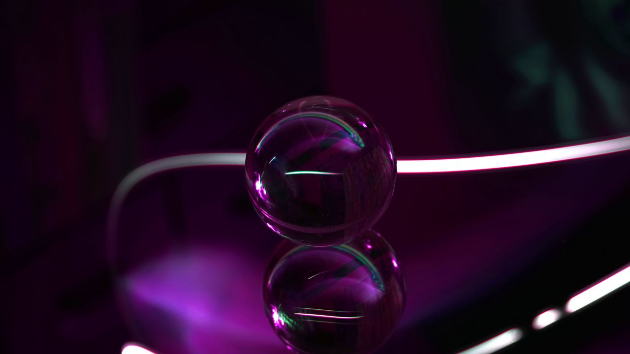 Обои шар, стеклянный, фиолетовый, прозрачный, линии