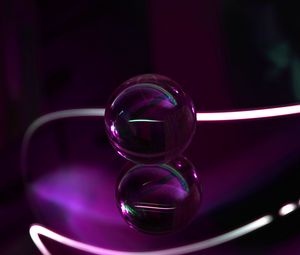 Превью обои шар, стеклянный, фиолетовый, прозрачный, линии