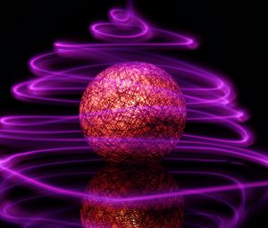Превью обои шар, свет, линии, фризлайт, фиолетовый