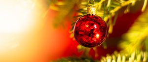 Превью обои шар, украшение, красный, елка, новый год, рождество