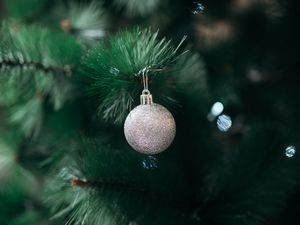 Превью обои шар, украшение, серебристый, елка, новый год, рождество