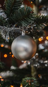 Превью обои шар, украшение, серый, елка, новый год, рождество