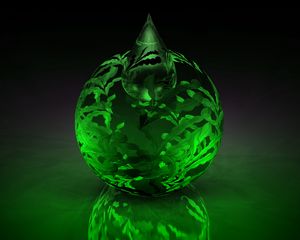 Превью обои шар, узоры, форма, зеленый