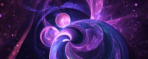 Превью обои шары, фигуры, свечение, абстракция, фиолетовый