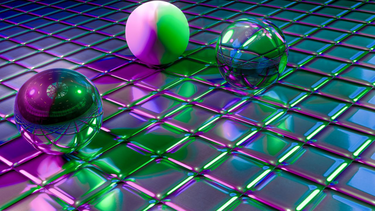 Обои шары, кубы, формы, блеск, отражение