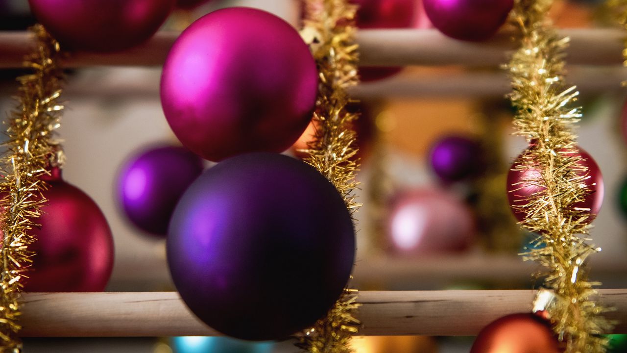Обои шары, мишура, украшения, разноцветный, новый год, рождество