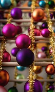 Превью обои шары, мишура, украшения, разноцветный, новый год, рождество