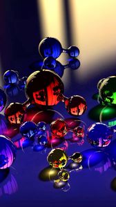 Превью обои шары, молекула, массажер, стекло, отражение, цвет