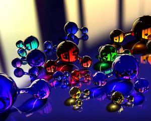 Превью обои шары, молекула, массажер, стекло, отражение, цвет