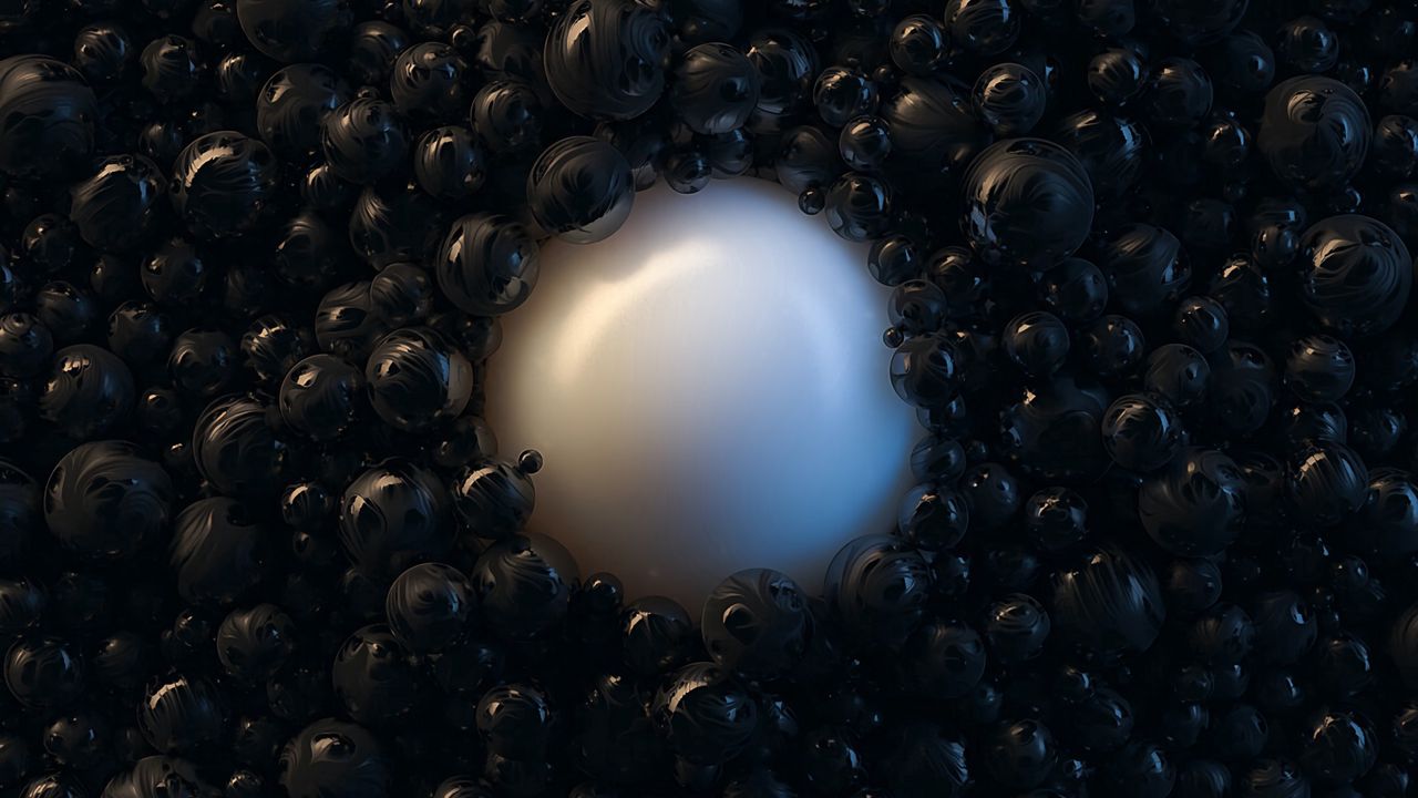 Обои шары, пузыри, 3d, черный, белый
