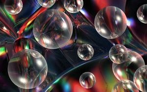 Превью обои шары, пузыри, разноцветный, стекло, прозрачный