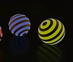 Превью обои шары, шар, полосы, свечение