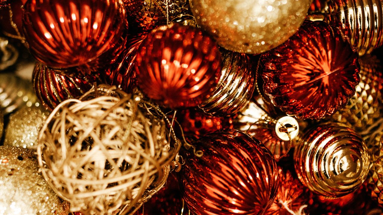 Обои шары, украшения, блестящий, новый год, рождество
