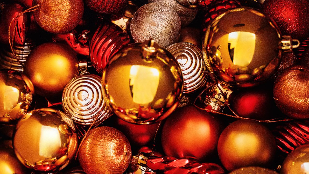 Обои шары, украшения, новый год, рождество, праздник