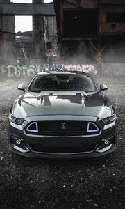 Превью обои shelby mustang, shelby, автомобиль, серый, вид спереди