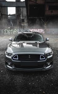 Превью обои shelby mustang, shelby, автомобиль, серый, вид спереди