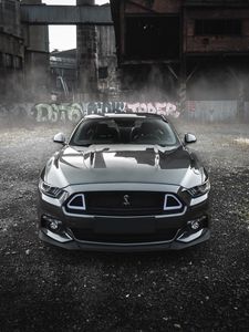 Превью обои shelby mustang, shelby, автомобиль, серый, вид спереди