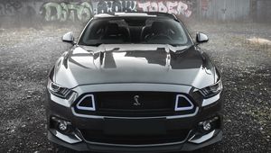 Превью обои shelby mustang, shelby, автомобиль, серый, вид спереди