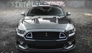 Превью обои shelby mustang, shelby, автомобиль, серый, вид спереди