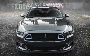 Превью обои shelby mustang, shelby, автомобиль, серый, вид спереди