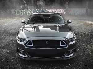 Превью обои shelby mustang, shelby, автомобиль, серый, вид спереди