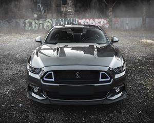 Превью обои shelby mustang, shelby, автомобиль, серый, вид спереди