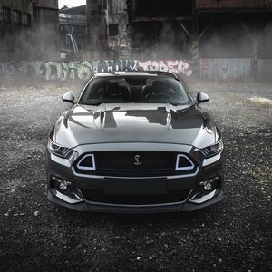 Превью обои shelby mustang, shelby, автомобиль, серый, вид спереди