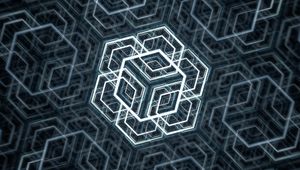 Превью обои шестиугольники, фигуры, фрактал, свечение, абстракция