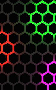 Превью обои шестиугольники, свечение, подсветка, фон