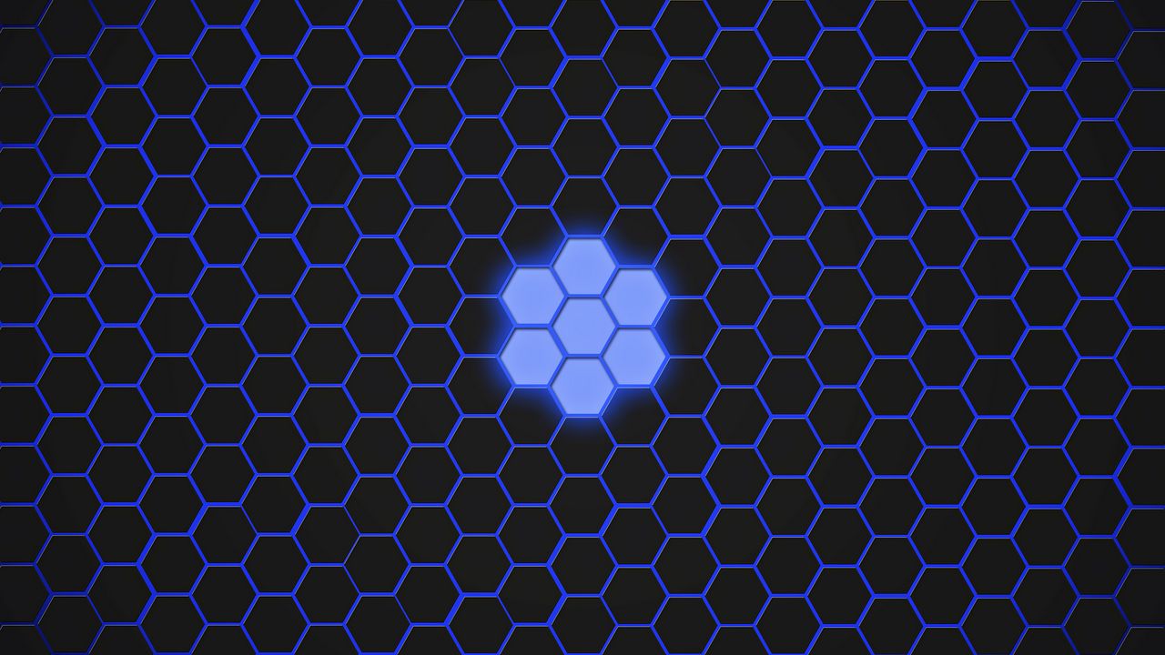 Обои шестиугольники, узоры, текстура, синий, темный