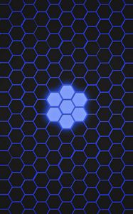 Превью обои шестиугольники, узоры, текстура, синий, темный