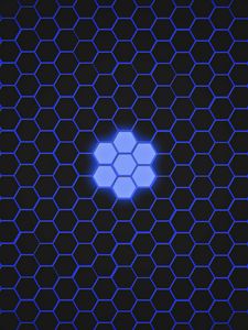 Превью обои шестиугольники, узоры, текстура, синий, темный