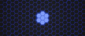 Превью обои шестиугольники, узоры, текстура, синий, темный