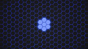 Превью обои шестиугольники, узоры, текстура, синий, темный