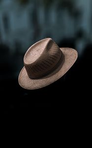 Превью обои шляпа, головной убор, соломенный, темный