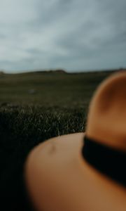 Превью обои шляпа, коричневый, трава, газон