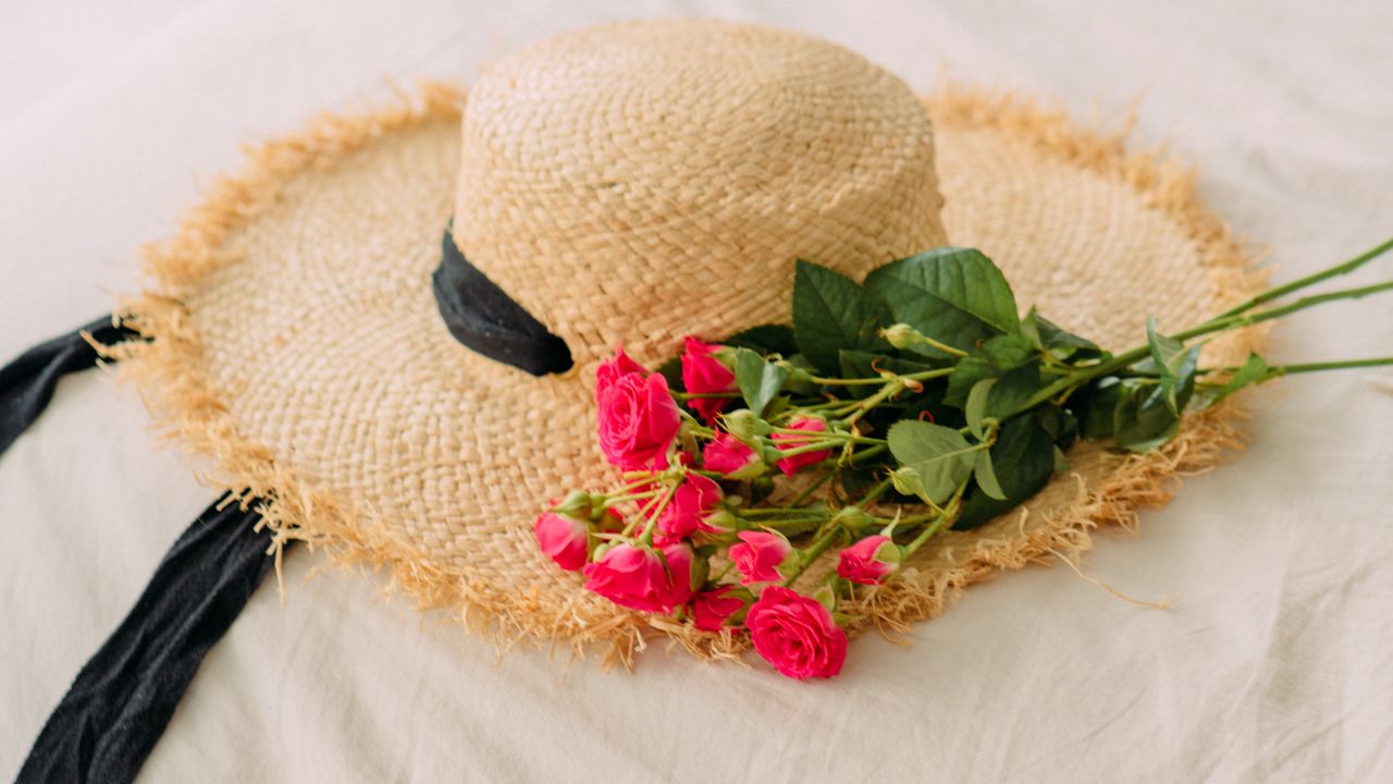 Обои шляпа, розы, цветы, букет, эстетика