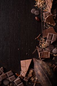 Превью обои шоколад, шоколадки, какао, деревянный, поверхность