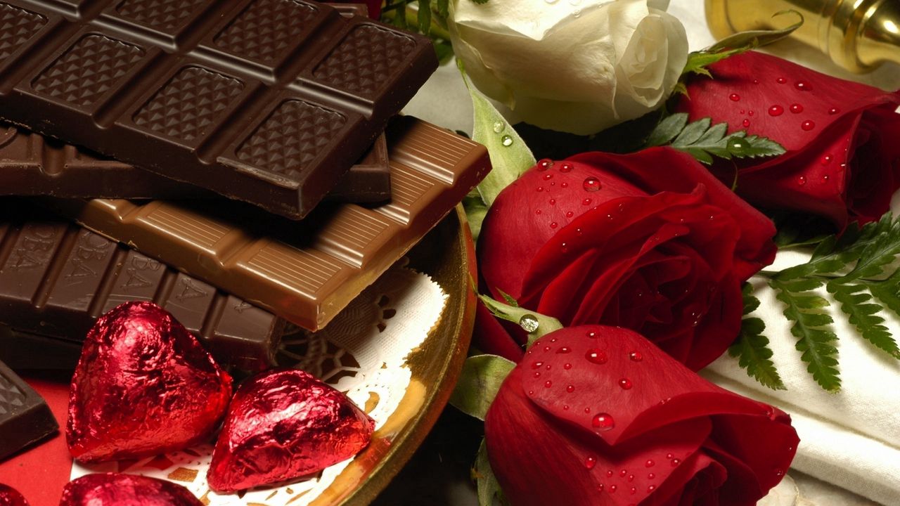 Обои шоколад, цветы, роза